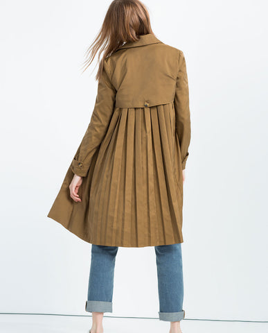 PLEATED BACK TRENCH COAT