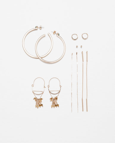 PACK OF LONG HOOP AND CHAIN EARRINGS