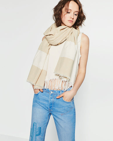 NATURAL COLOR COTTON SCARF