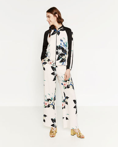 FLORAL PRINT BOMBER JACKET