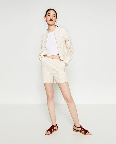 GUIPURE LACE BERMUDA SHORTS