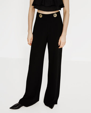 BUTTONED PALAZZO TROUSERS