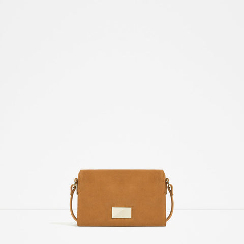 METALLIC DETAIL LEATHER CROSS BODY BAG