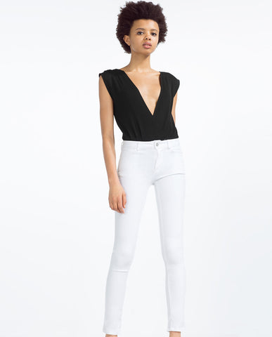 SKINNY MID-RISE TROUSERS