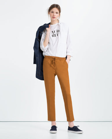 CROPPED DARTED TROUSERS