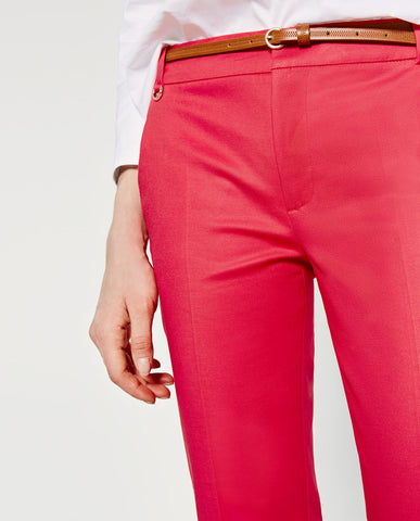 MID-RISE TROUSERS WITH BELT