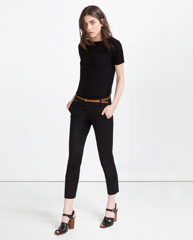 MID-RISE TROUSERS WITH BELT